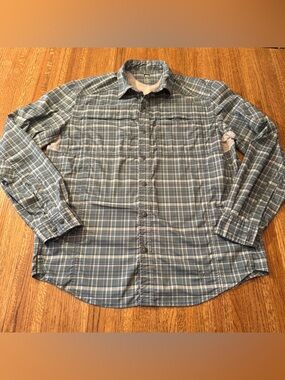 REI Co-op Men’s Vented Plaid Hiking Shirt - Blue/Gray - Size Large